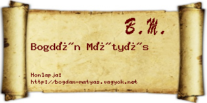 Bogdán Mátyás névjegykártya
